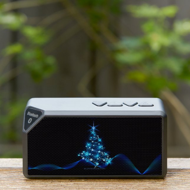 stylized Christmas tree SlipperyJoe glowing blue s Bluetooth Speaker (Insitu(Outdoor))