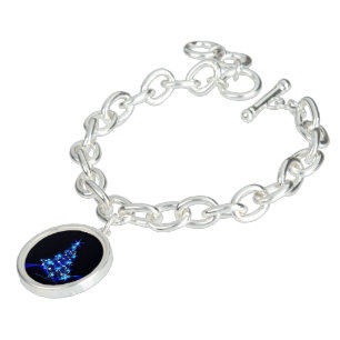 stylized Christmas tree SlipperyJoe glowing blue s Bracelet