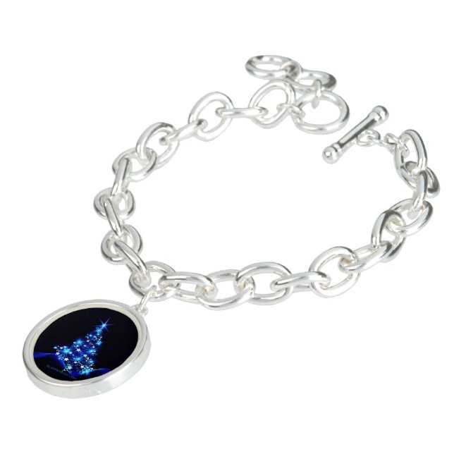 stylized Christmas tree SlipperyJoe glowing blue s Bracelet (Side)