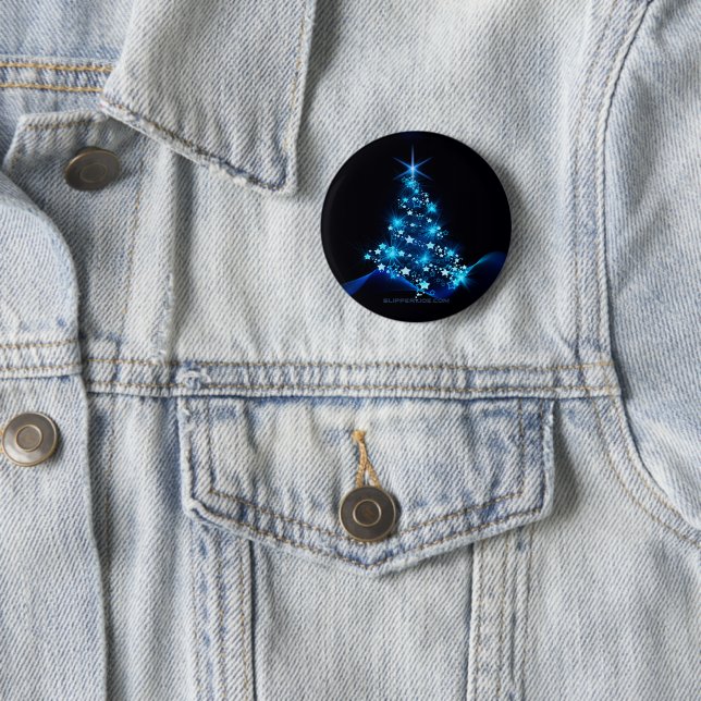 stylized Christmas tree SlipperyJoe glowing blue s Button (In Situ)
