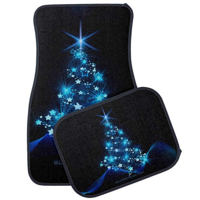 stylized Christmas tree SlipperyJoe glowing blue s Car Floor Mat (Set)