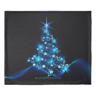 stylized Christmas tree SlipperyJoe glowing blue s Duvet Cover