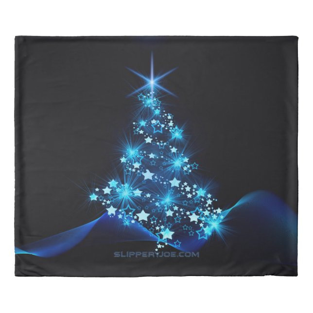 stylized Christmas tree SlipperyJoe glowing blue s Duvet Cover (Front)