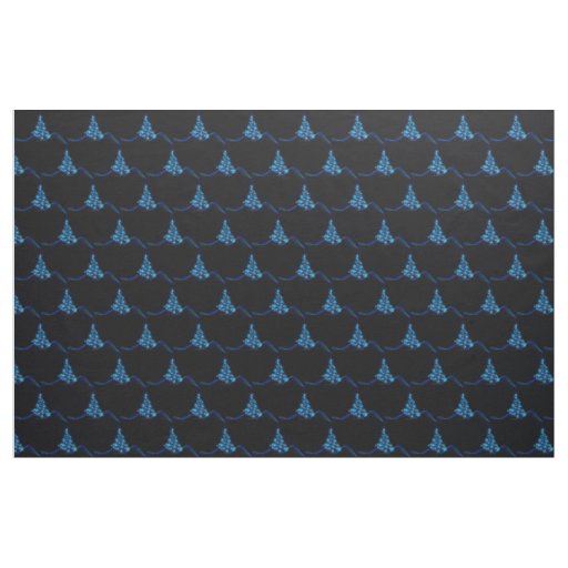 stylized Christmas tree SlipperyJoe glowing blue s Fabric
