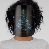 stylized Christmas tree SlipperyJoe glowing blue s Face Shield