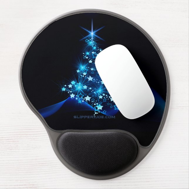 stylized Christmas tree SlipperyJoe glowing blue s Gel Mouse Pad (Left Side)