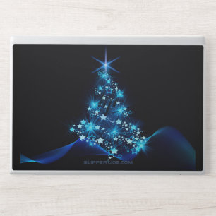 stylized Christmas tree SlipperyJoe glowing blue s HP Laptop Skin