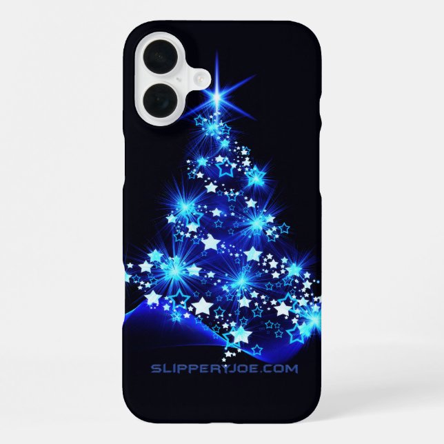stylized Christmas tree SlipperyJoe glowing blue s iPhone Case (Back)