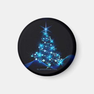 stylized Christmas tree SlipperyJoe glowing blue s Magnet