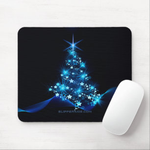 stylized Christmas tree SlipperyJoe glowing blue s Mouse Pad
