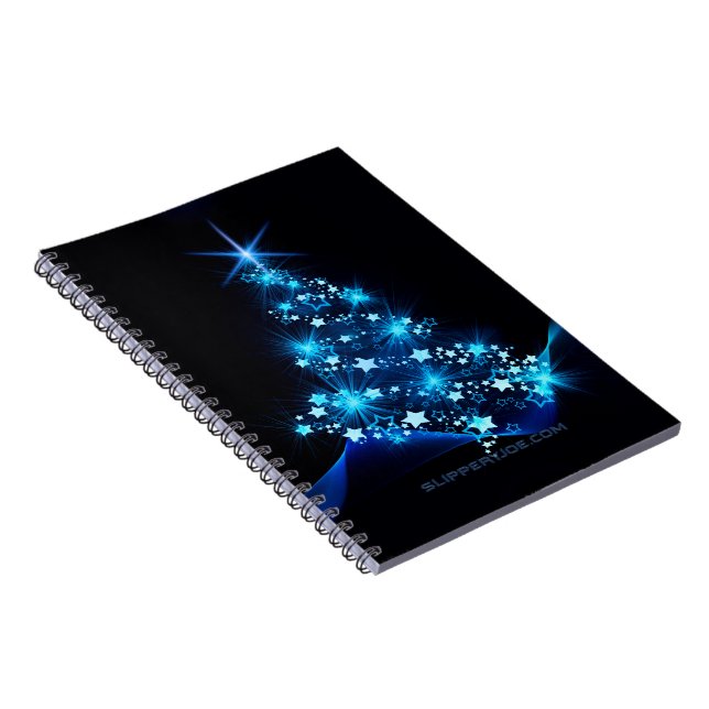 stylized Christmas tree SlipperyJoe glowing blue s Notebook (Right Side)
