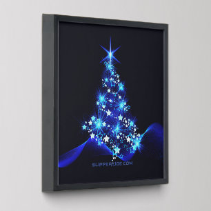 stylized Christmas tree SlipperyJoe glowing blue s Peel And Stick Photo Tile