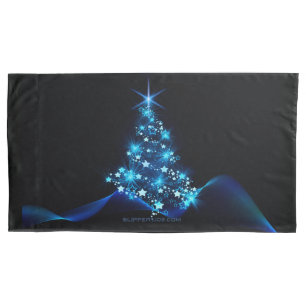 stylized Christmas tree SlipperyJoe glowing blue s Pillow Case