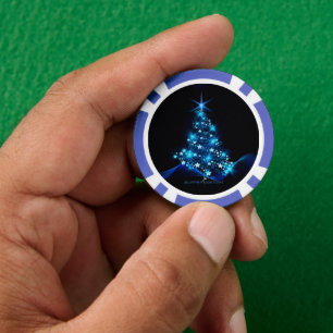 stylized Christmas tree SlipperyJoe glowing blue s Poker Chips