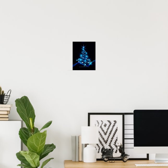 stylized Christmas tree SlipperyJoe glowing blue s Poster (Home Office)