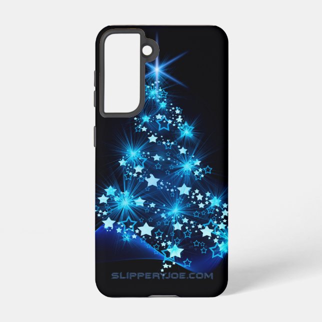 stylized Christmas tree SlipperyJoe glowing blue s Samsung Galaxy Case (Back)