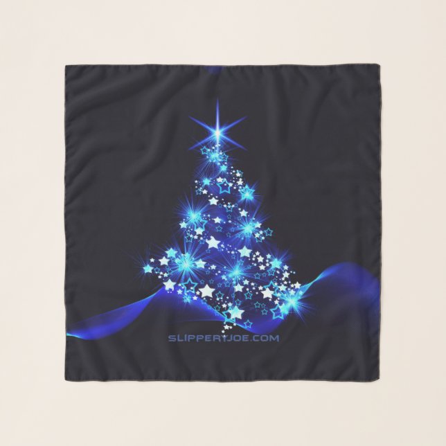 stylized Christmas tree SlipperyJoe glowing blue s Scarf (Front)