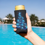 stylized Christmas tree SlipperyJoe glowing blue s Seltzer Can Cooler
