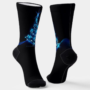 stylized Christmas tree SlipperyJoe glowing blue s Socks