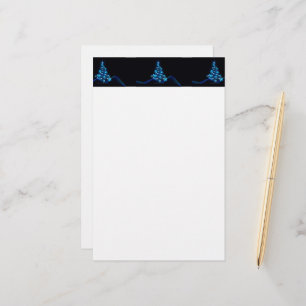 stylized Christmas tree SlipperyJoe glowing blue s Stationery