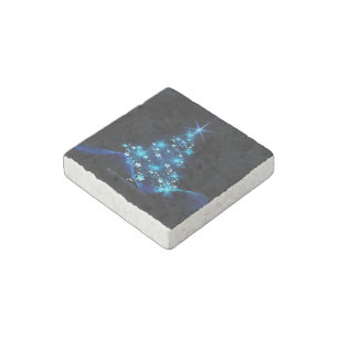 stylized Christmas tree SlipperyJoe glowing blue s Stone Magnet