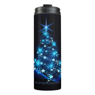 stylized Christmas tree SlipperyJoe glowing blue s Thermal Tumbler