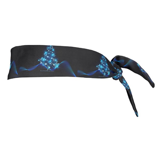 stylized Christmas tree SlipperyJoe glowing blue s Tie Headband (Rotate 90)
