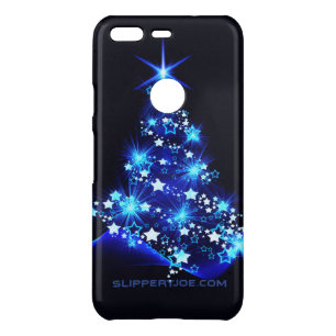 stylized Christmas tree SlipperyJoe glowing blue s Uncommon Google Pixel Case