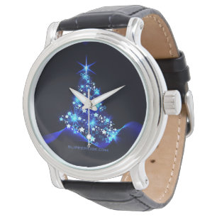 stylized Christmas tree SlipperyJoe glowing blue s Watch