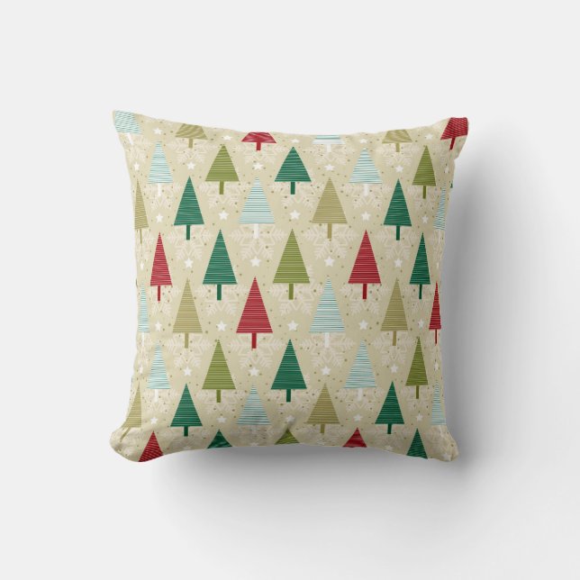 Stylized Christmas trees pattern Throw Pillow (Front)