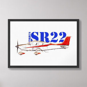 Stylized Cirrus SR22 Plane with Bold Typography Photo Print