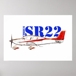 Stylized Cirrus SR22 Plane with Bold Typography Poster