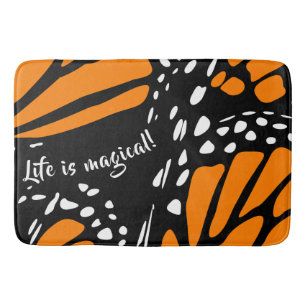 Stylized Classic Monarch Butterfly Wing Bath Mat