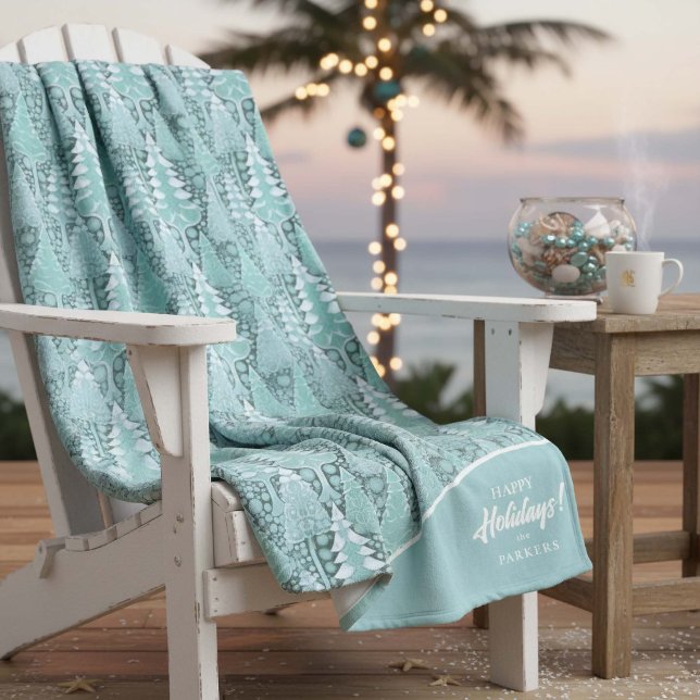 Stylized Coastal Christmas Trees Pattern#6 ID1009 Fleece Blanket (Creator Uploaded)