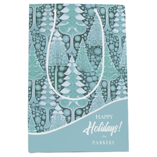 Stylized Coastal Christmas Trees Pattern6 ID1009 Medium Gift Bag