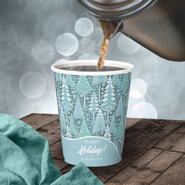 Stylized Coastal Christmas Trees Pattern#6 ID1009 Paper Cups (Creator Uploaded)