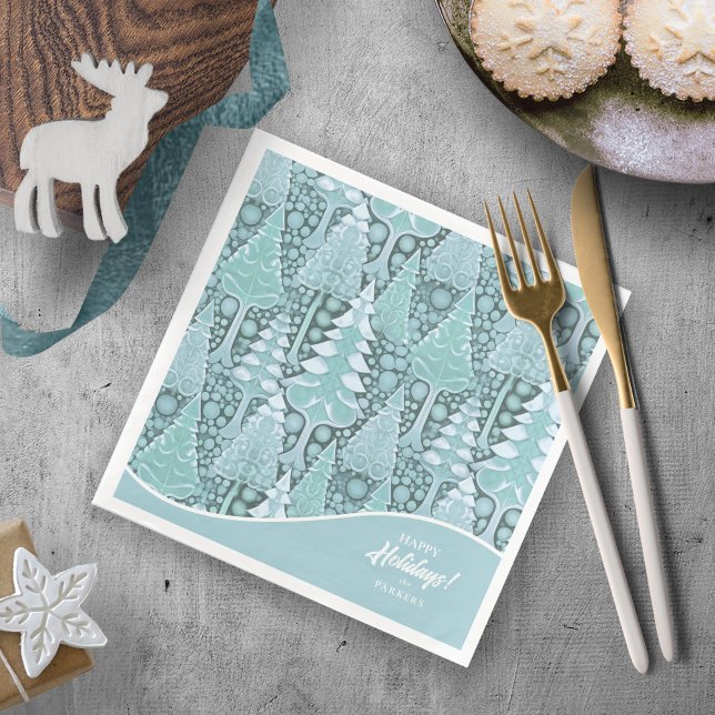 Stylized Coastal Christmas Trees Pattern#6 ID1009 Paper Dinner Napkins (Creator Uploaded)