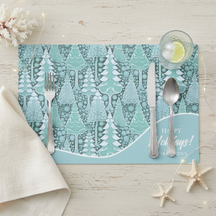 Stylized Coastal Christmas Trees Pattern#6 ID1009 Placemat