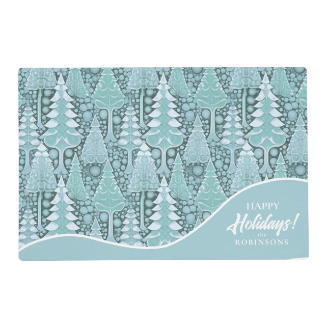 Stylized Coastal Christmas Trees Pattern#6 ID1009 Placemat (Front)