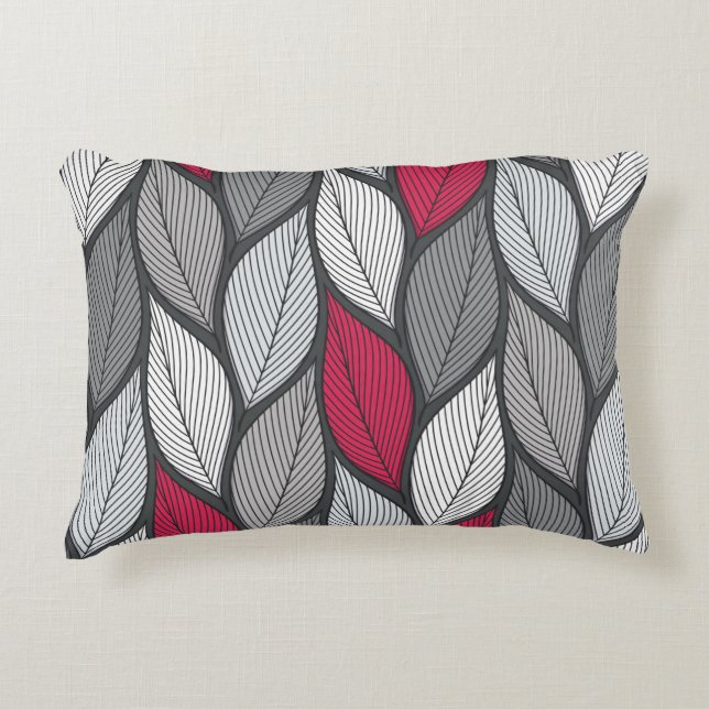 Stylized colorful leaves seamless pattern accent pillow (Front)