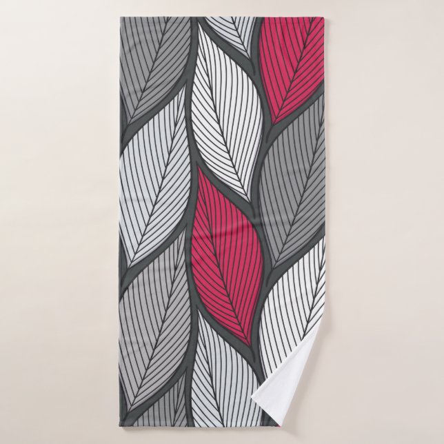 Stylized colorful leaves seamless pattern bath towel (Bath Towel)