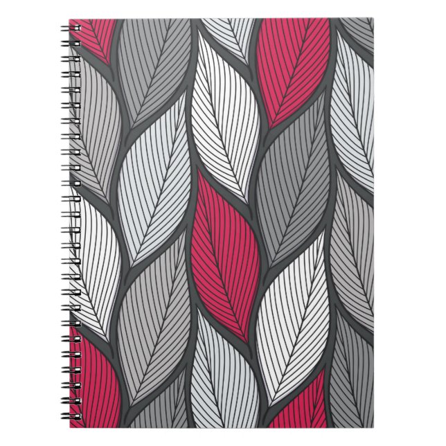 Stylized colorful leaves seamless pattern notebook (Front)
