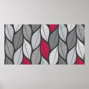 Stylized colorful leaves seamless pattern poster