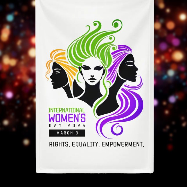 Stylized Colorful Trio of Women IWD 2025 Banner (IWD 2025 Vertical Banner Cover Photo)
