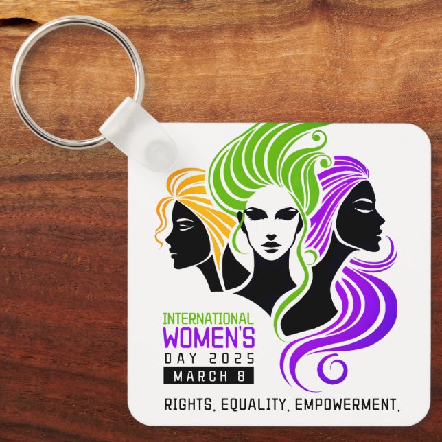 Stylized Colorful Trio of Women IWD 2025 Keychain (Front)