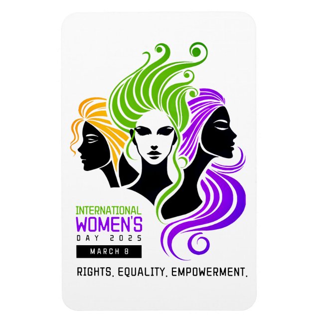 Stylized Colorful Trio of Women IWD 2025 Magnet (Vertical)