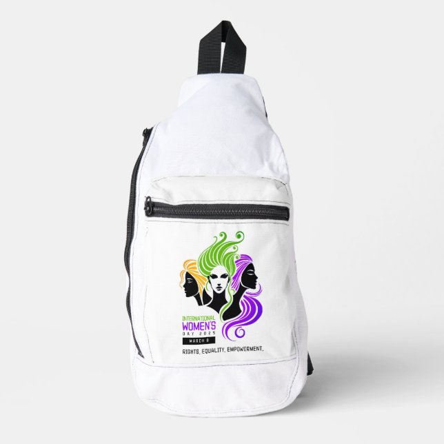Stylized Colorful Trio of Women IWD 2025 Sling Bag (Front)