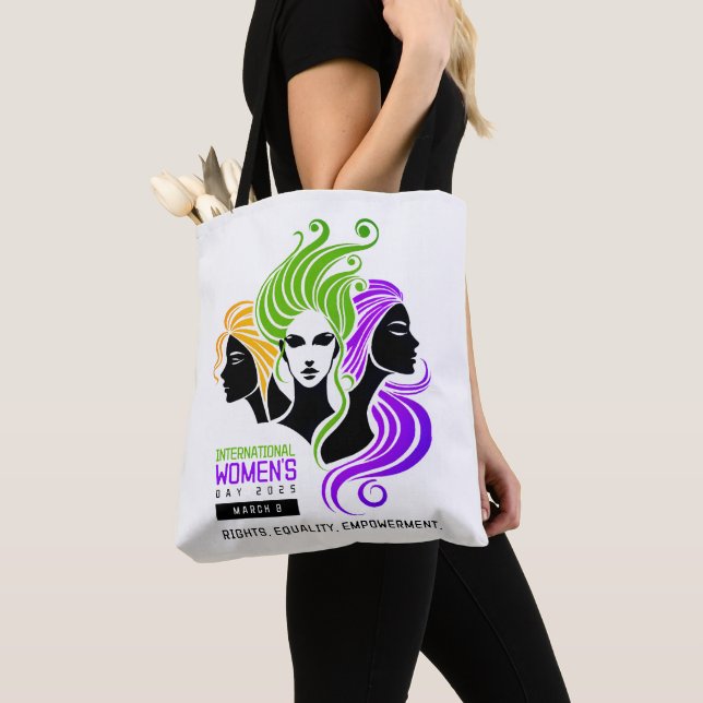 Stylized Colorful Trio of Women IWD 2025 Tote Bag (Close Up)