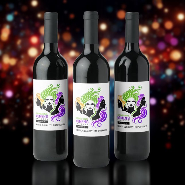 Stylized Colorful Trio of Women IWD 2025 Wine Label (IWD 2025 Wine Drink Labels Cover Photo)