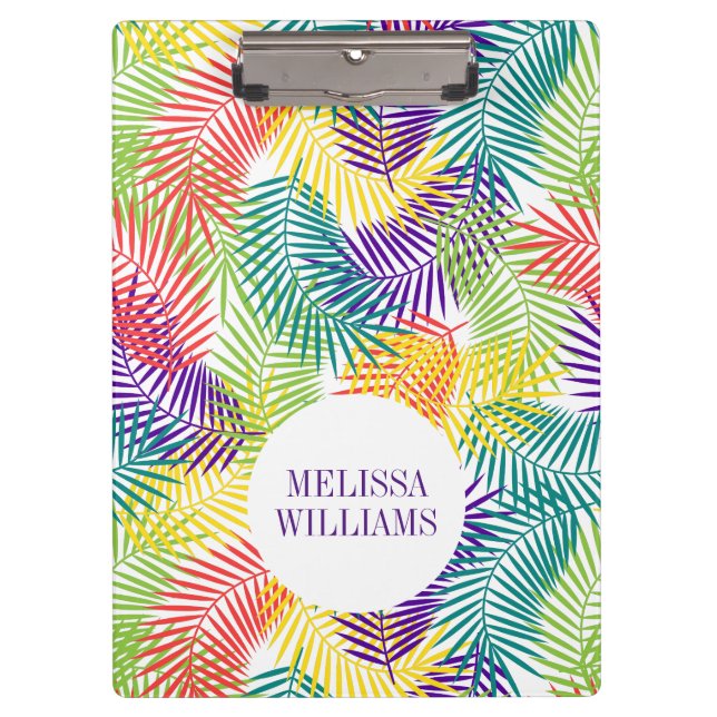 Stylized Colorful Tropical Leafs Pattern Clipboard (Front)